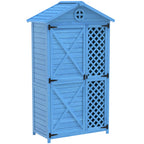 Outdoor Wooden Storage Shed with Ventilation Slots, Weatherproof Roof, Fir Wood Tool House for Garden, Backyard, 90L x 56.5W x 175.5H cm AU Store