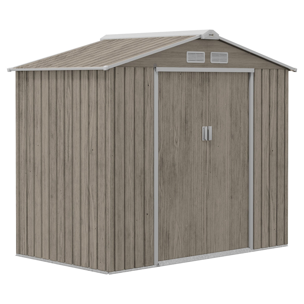 7 x 4ft Metal Garden Storage Shed with Vents, Floor Foundation Kit and Lockable Double Doors Outsunny