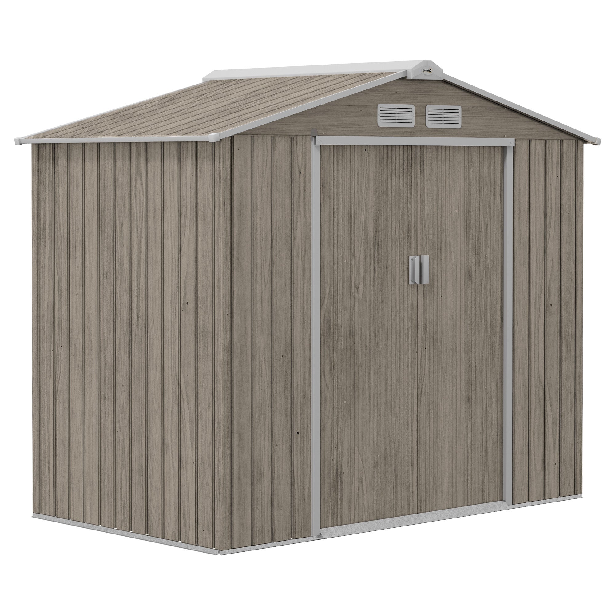 7 x 4ft Metal Garden Storage Shed with Vents, Floor Foundation Kit and Lockable Double Doors Outsunny