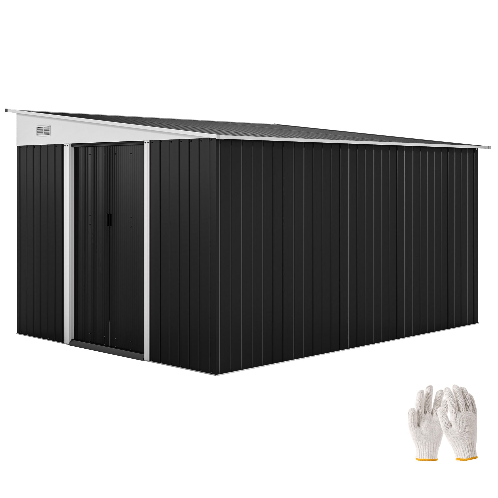 3.3 x 2.68m Corrugated Metal Shed Outsunny