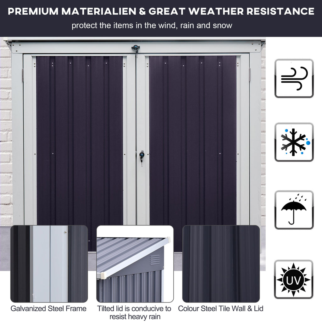 3.2 x 5.1ft Corrugated Steel Two-Bin Storage Shelter Outsunny