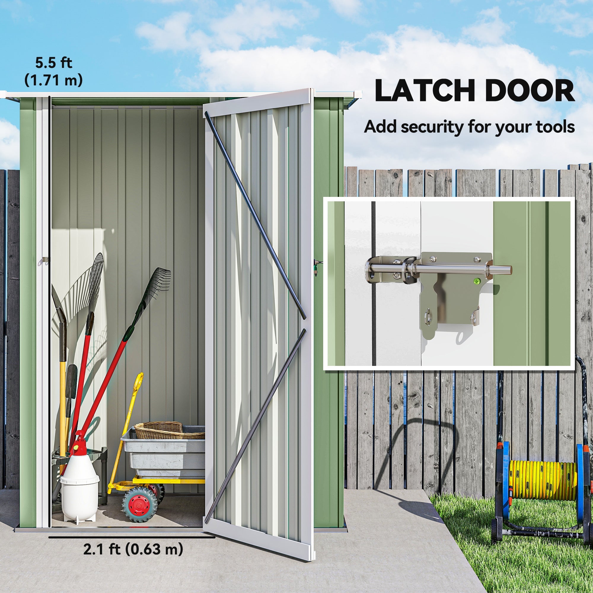 5ft x 3ft Metal Garden Storage Shed, Outdoor Tool Shed with Sloped Roof, Lockable Door for Tools, Equipment Outsunny