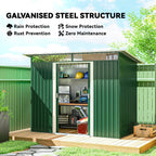 8.5 x 4ft Metal Shed with Lightsky Panels, Garden Storage Tool House with Double Doors for Garden, Patio and Lawn Outsunny