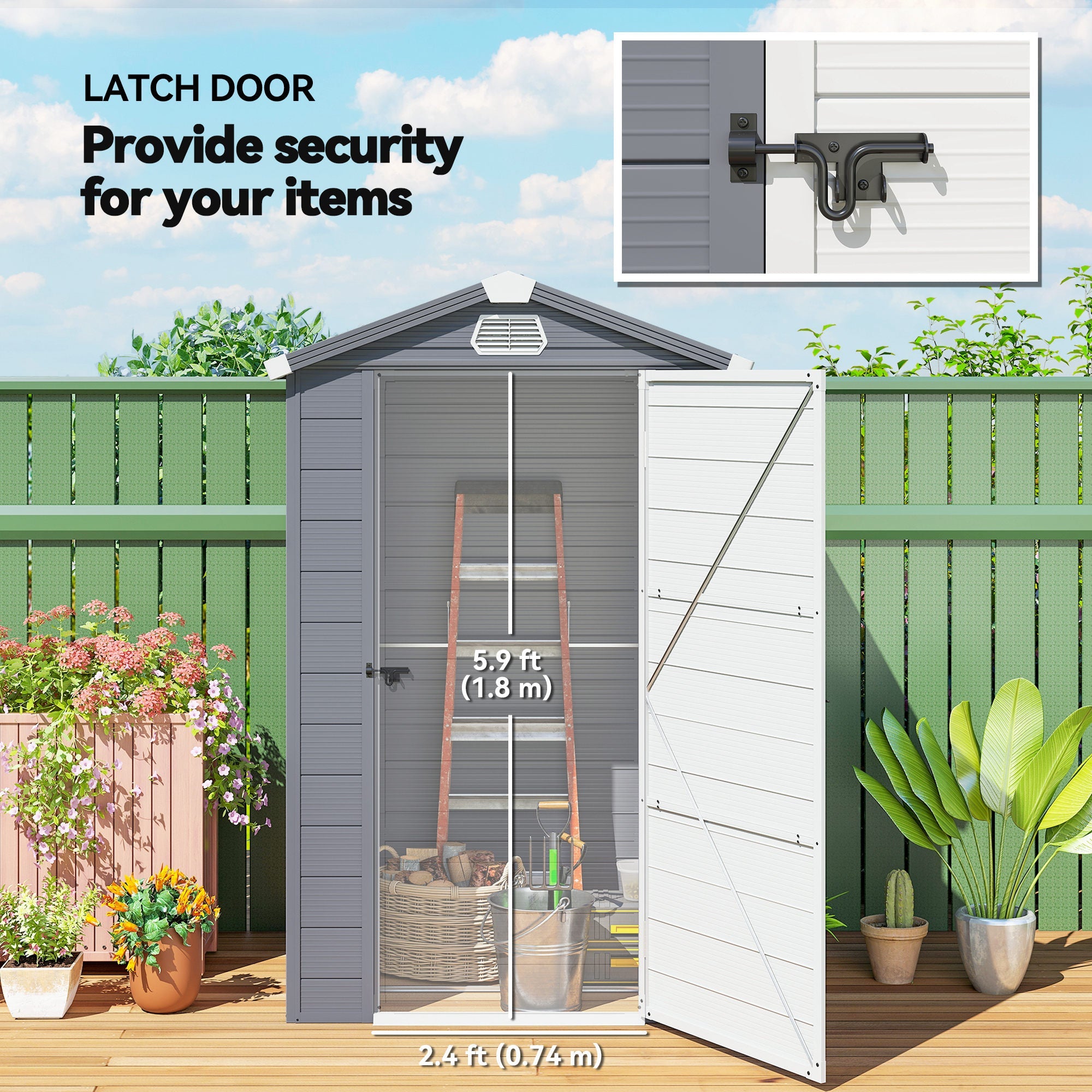 4.4ft x 3.3ft size Aluminium Frame and Plastic Wall Shed, with Foundation Outsunny