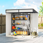 6.5 x 4FT Galvanised Metal Shed with Foundation Kit, Lockable Tool Garden Shed with Double Sliding Doors, Vents Outsunny