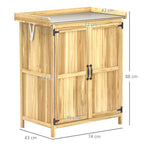 43 x 74cm Fir Wood Shed, with Metal Worktop - Natural Finish Outsunny