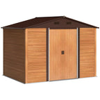 9 x 6ft Galvanised Steel Shed Wood-Effect Outsunny