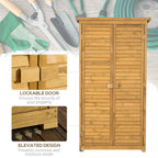 Wooden Garden Storage Shed, Compact Utility Sentry Unit, 3-Tier Shelves Tool Cabinet Organizer with Asphalt Roof and Shutter Design, 87cm x 47cm x 160cm Outsunny