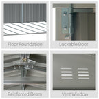 14 x 8ft Outdoor Garden Metal Storage Shed with Lockable Door, Tool Storage Box for Garden, Patio and Lawn, Grey