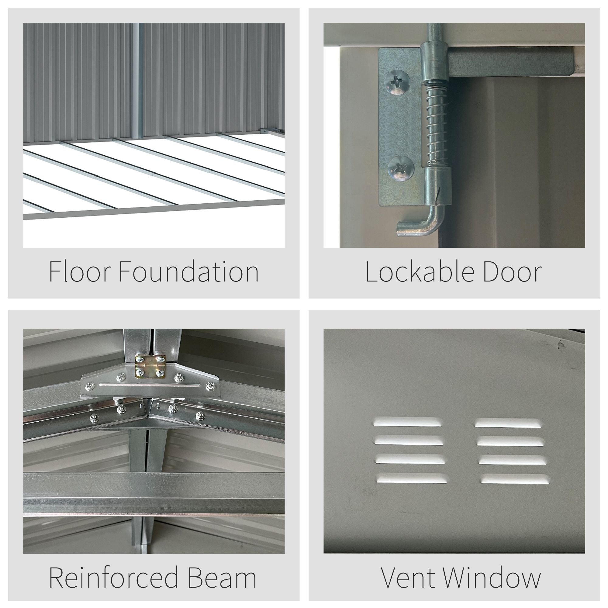 14 x 8ft Outdoor Garden Metal Storage Shed with Lockable Door, Tool Storage Box for Garden, Patio and Lawn, Grey