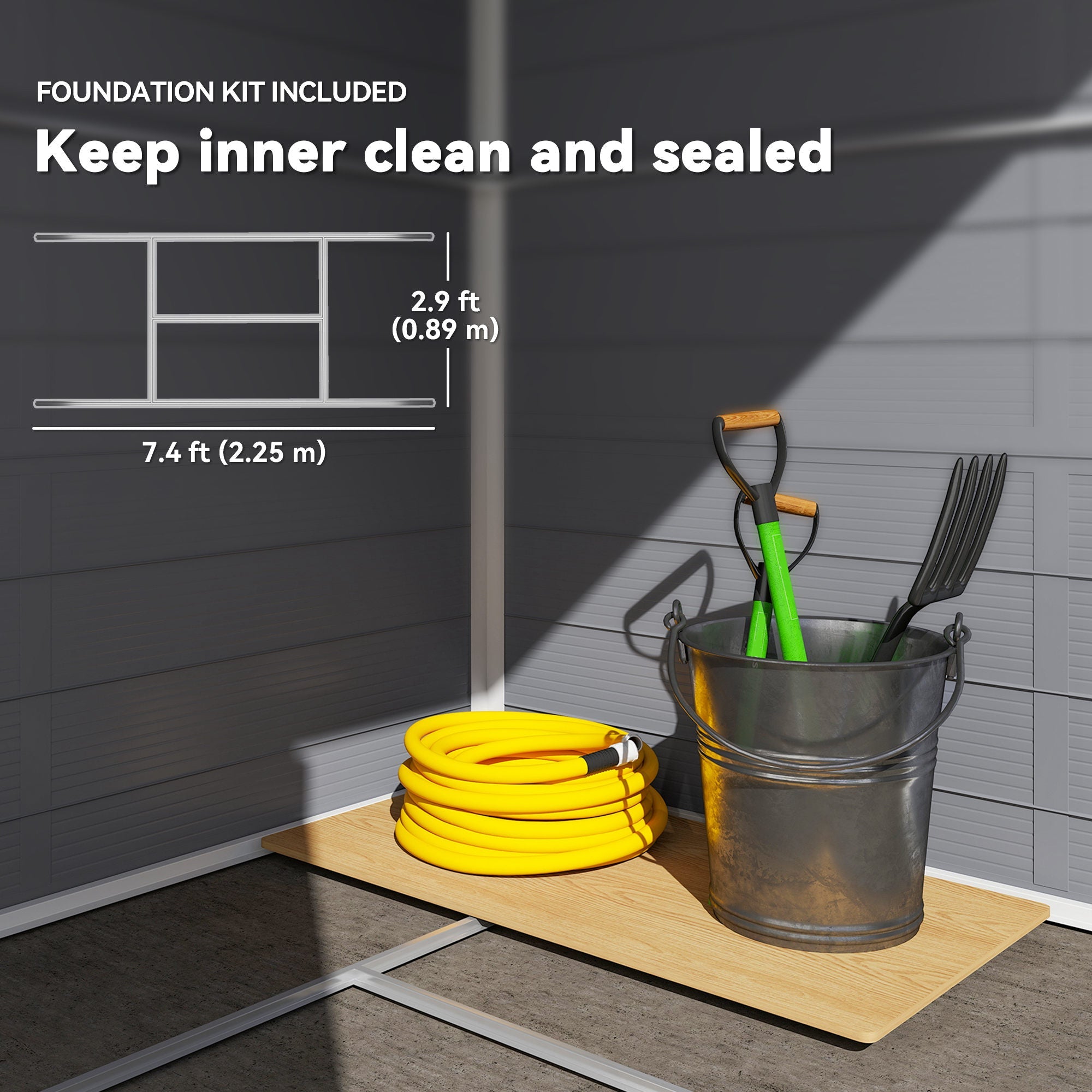 7.9ft x 6.2ft Aluminium Frame and Plastic Wall Shed, with Foundation Outsunny