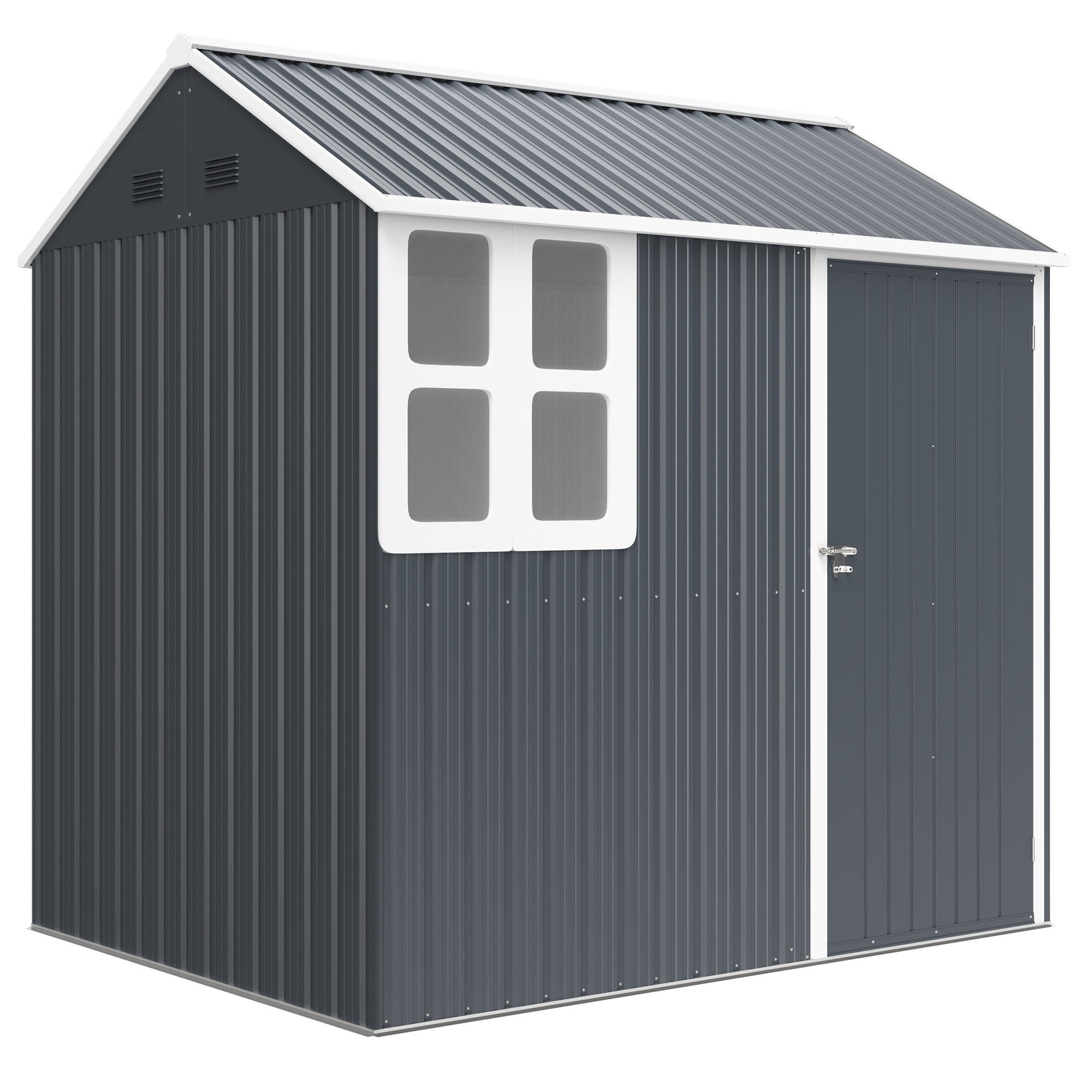 7 x 6ft Galvanised Garden Shed, with Latch Outsunny