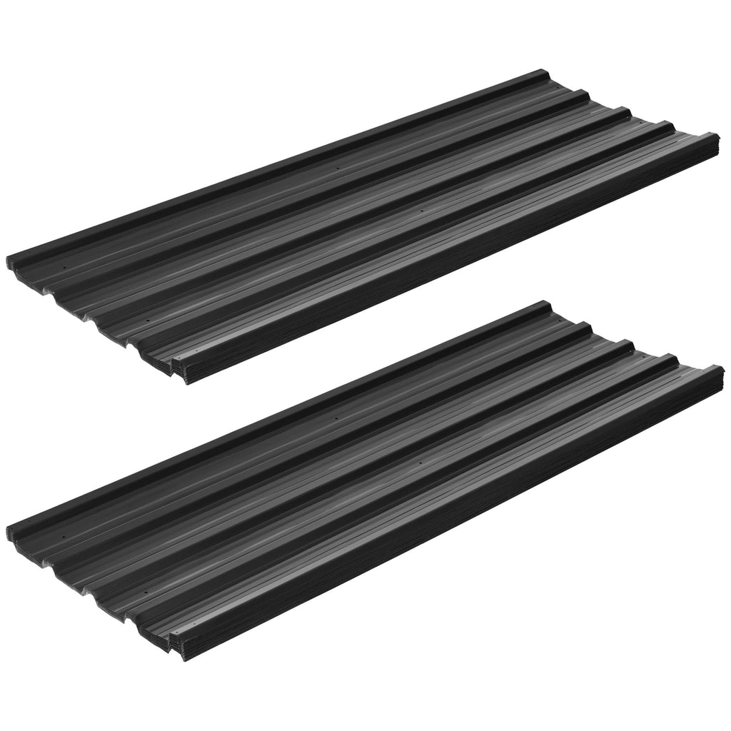 Corrugated Roofing Sheets, Pack of 24, Galvanised Metal Roofing Sheets for Greenhouse, Garage, Storage Shed, Carport, 129 x 45cm, Dark Grey Outsunny