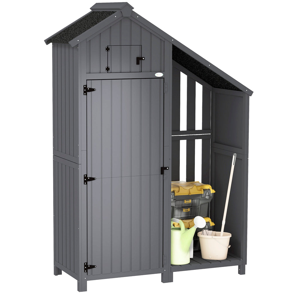 Garden Outdoor Storage Shed Outdoor Tool Shed with 3 Shelves and Tilt Roof, 129x51.5x180cm, Grey Outsunny
