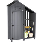 Garden Outdoor Storage Shed Outdoor Tool Shed with 3 Shelves and Tilt Roof, 129x51.5x180cm, Grey Outsunny