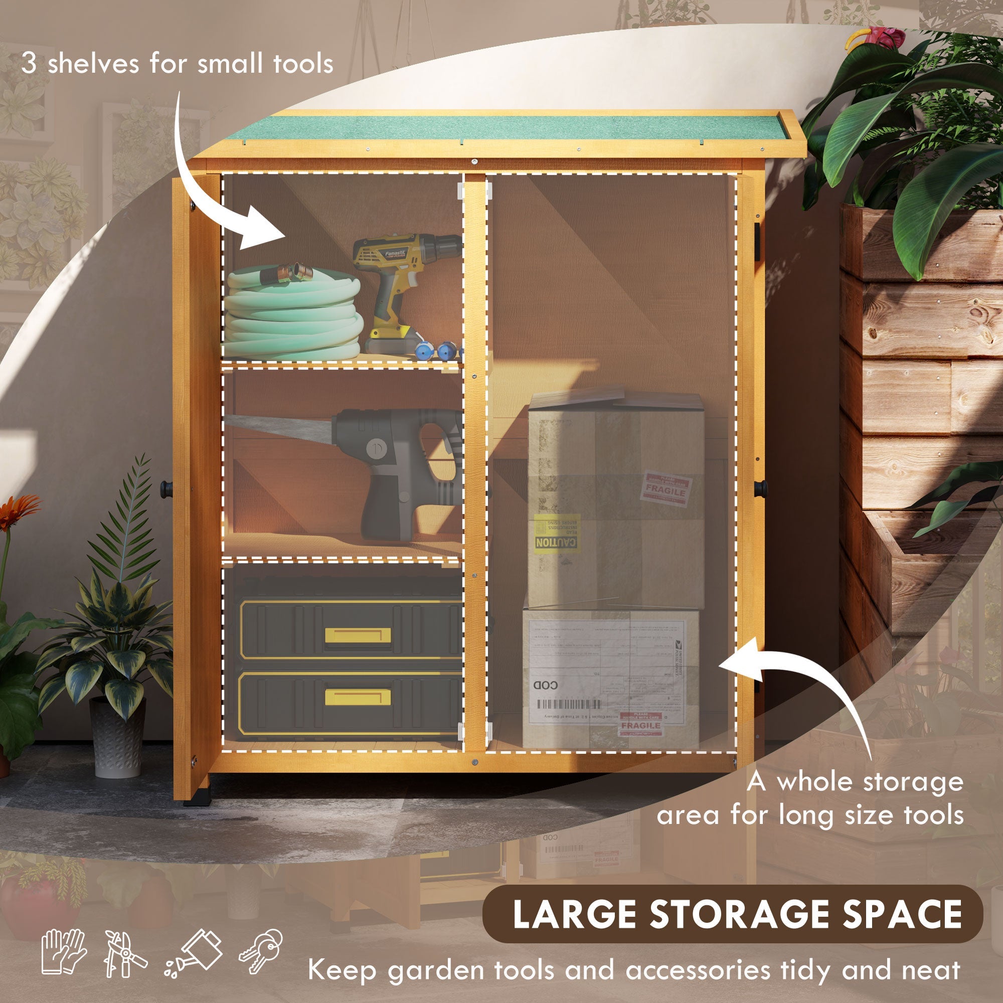 46.5 x 97cm Compact Wooden Storage Shed Outsunny