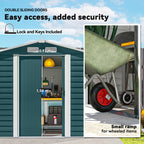 7 x 4ft Garden Shed, Easy to Assemble, Upgraded Galvanised Steel Frame with Foundation Kit, Double Doors with Lock, Outdoor Metal Shed with Vents and Gloves, Garden Storage Shed Outsunny