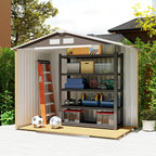 7ft x 4ft Lockable Garden Metal Storage Shed Storage Roofed Tool Metal Shed w/ Air Vents Steel Outsunny