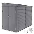 5 x 9ft Galvanised Metal Garden Shed with Foundation Kit, Outdoor Lean-to Shed, Tool Storage House with Lockable Doors, Gloves and 2 Air Vents for Patio Outsunny