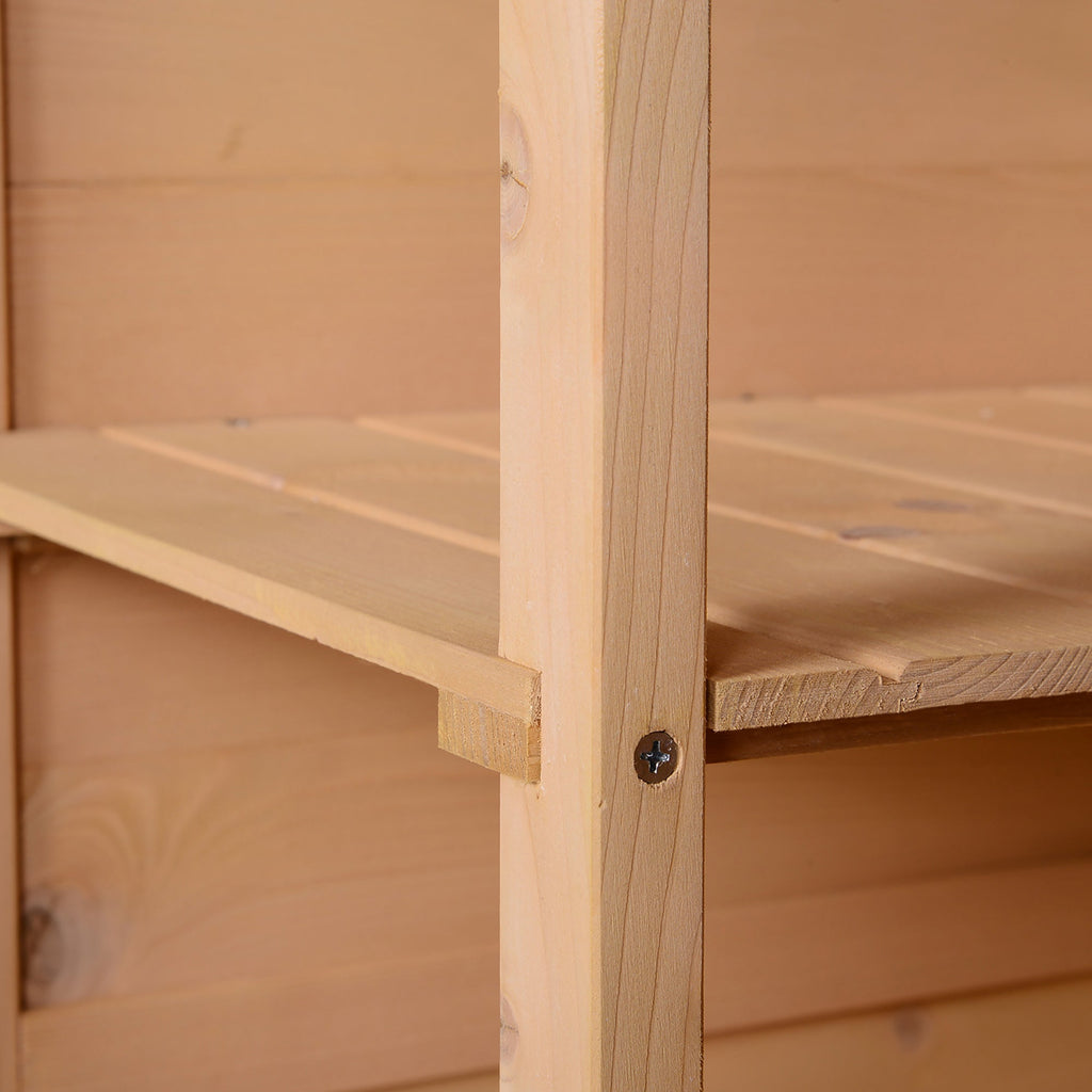 Wooden Small Shed, Garden Storage Shed with Shelves and Bolt Latch, 75L x 56W x115H cm, Natural Outsunny