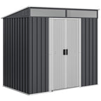 6.5 x 4FT Galvanised Metal Shed with Foundation Kit, Lockable Tool Garden Shed with Double Sliding Doors, Vents Outsunny