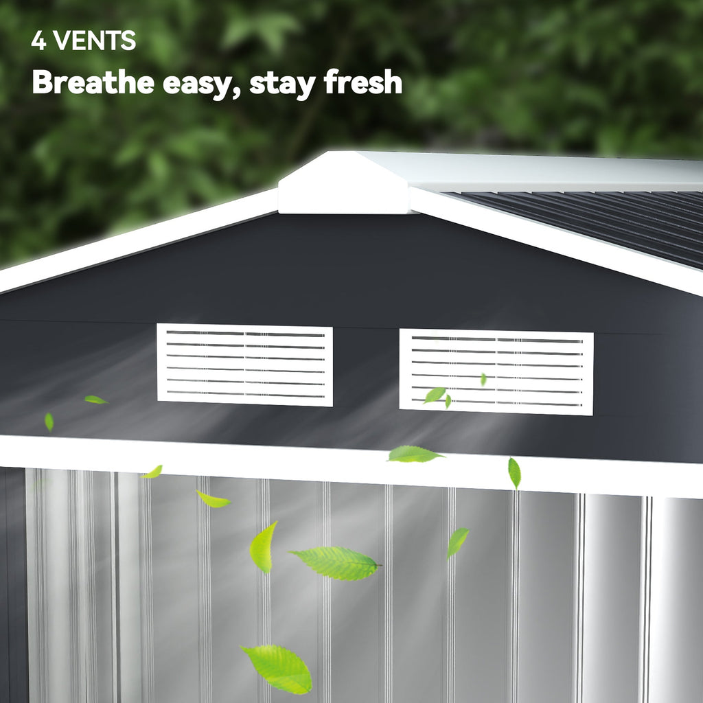 7 x 4ft Weatherproof Shed, Outdoor Bike Storage Shed with Ventilation Slots, Foundation Kit and Lockable Double Doors Outsunny