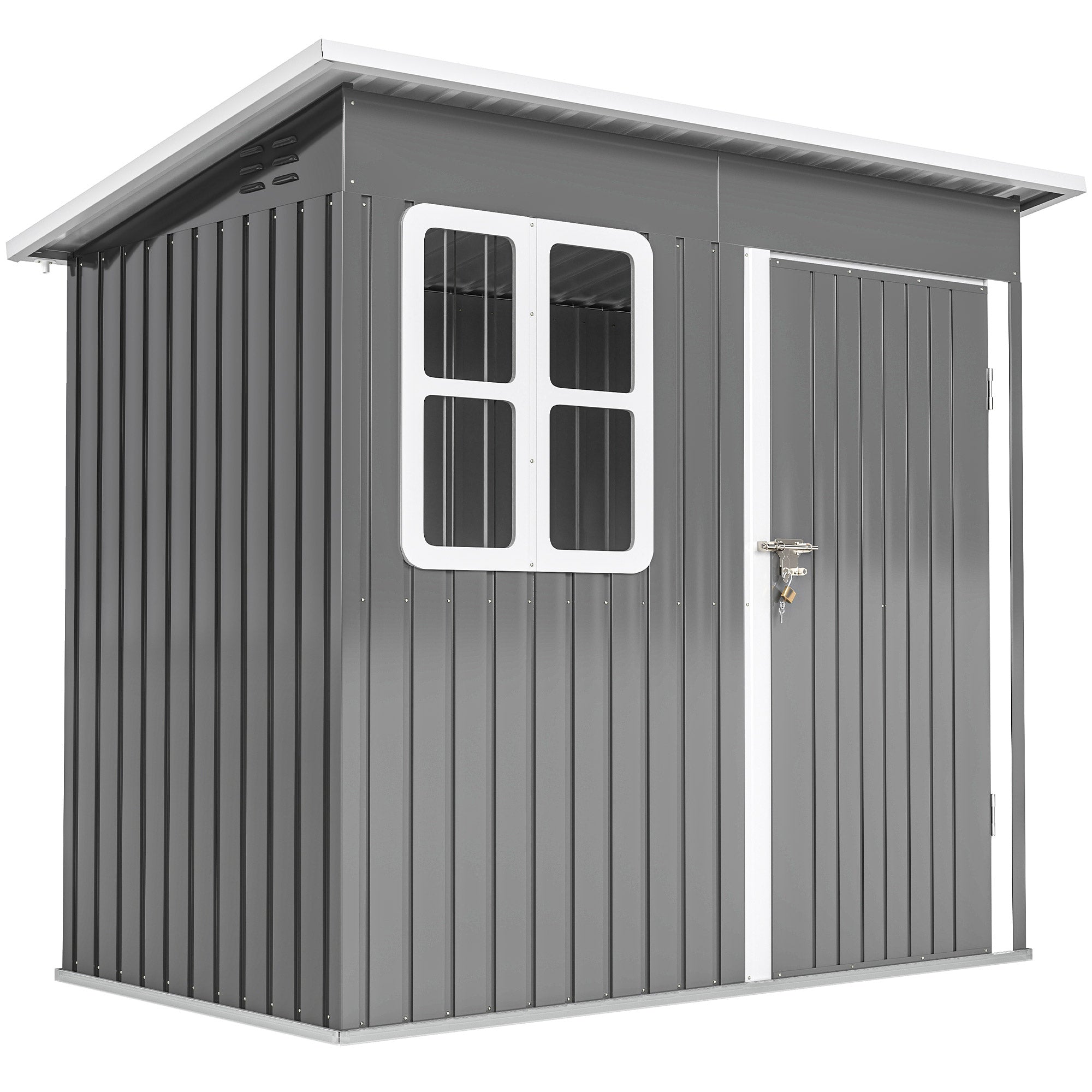 7x4 Garden Shed Galvanised Steel Frame Garden Storage Shed with Lock & Gloves Outsunny