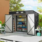 3.7 x 7.9ft Galvanised Steel Shed, with Latched Door and Padlock