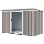 Corrugated Garden Shed 9 x 4 Ventilated Lockable Tool Shed for Outdoor Equipment Outsunny