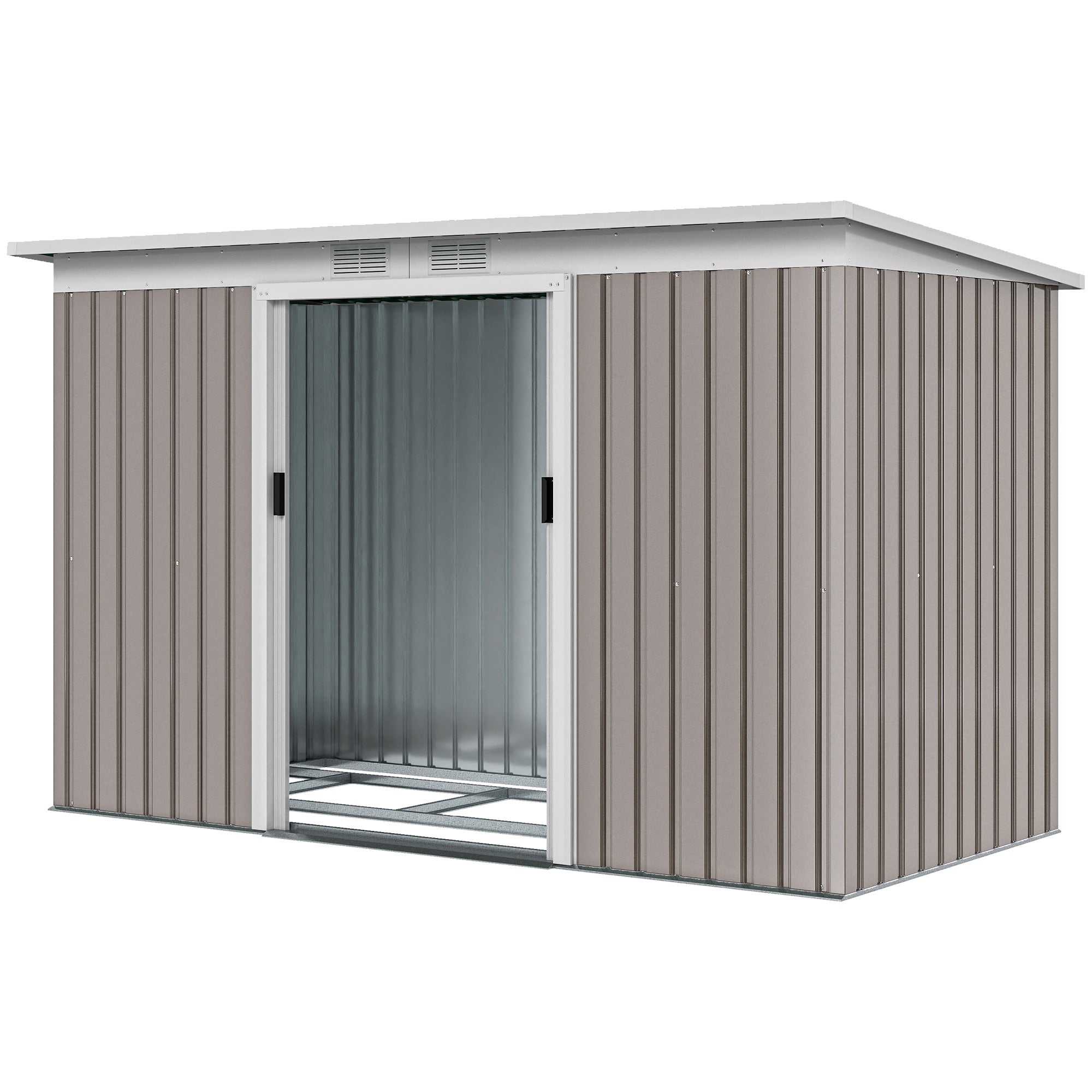 Corrugated Garden Shed 9 x 4 Ventilated Lockable Tool Shed for Outdoor Equipment Outsunny
