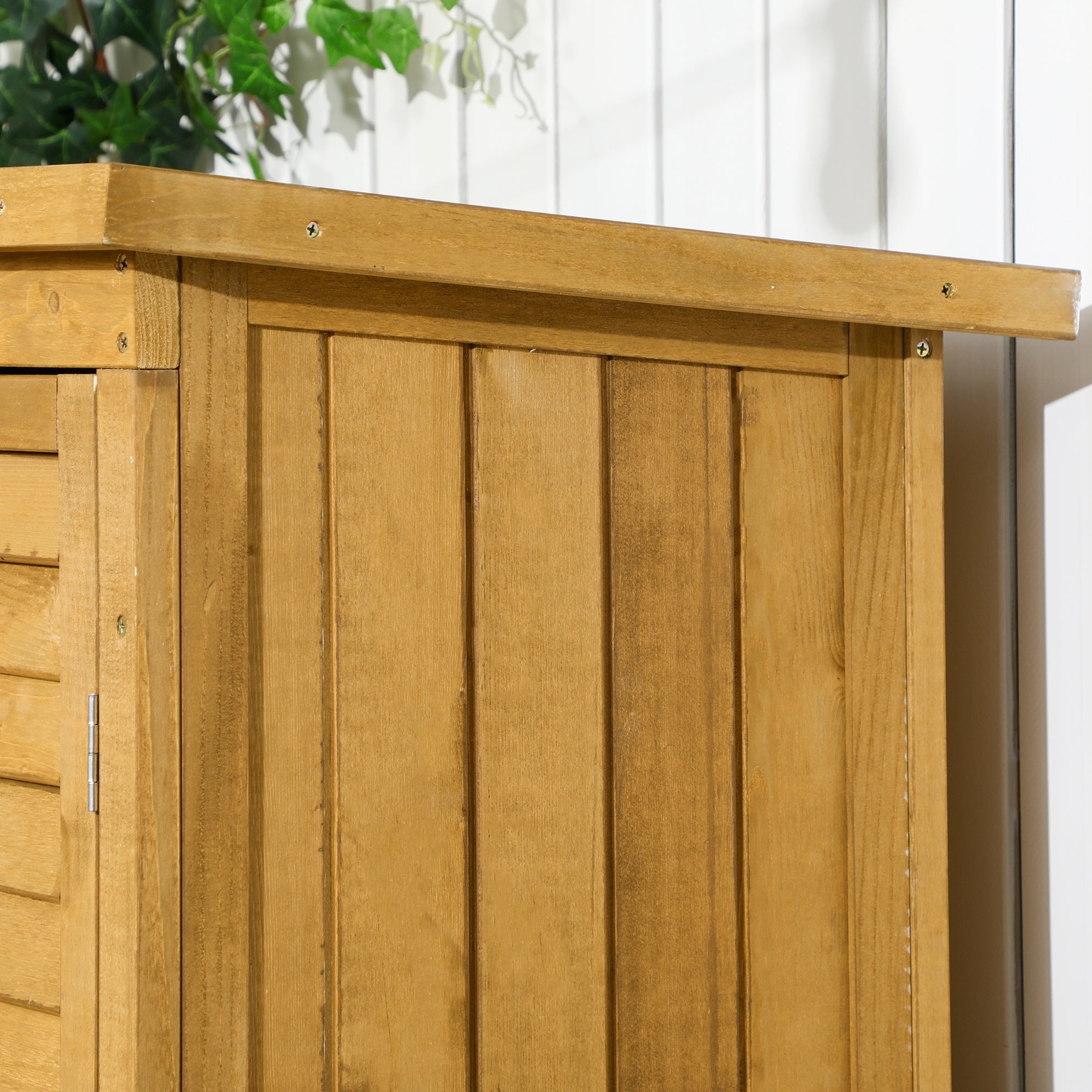 Wooden Garden Storage Shed, Compact Utility Sentry Unit, 3-Tier Shelves Tool Cabinet Organizer with Asphalt Roof and Shutter Design, 87cm x 47cm x 160cm Outsunny