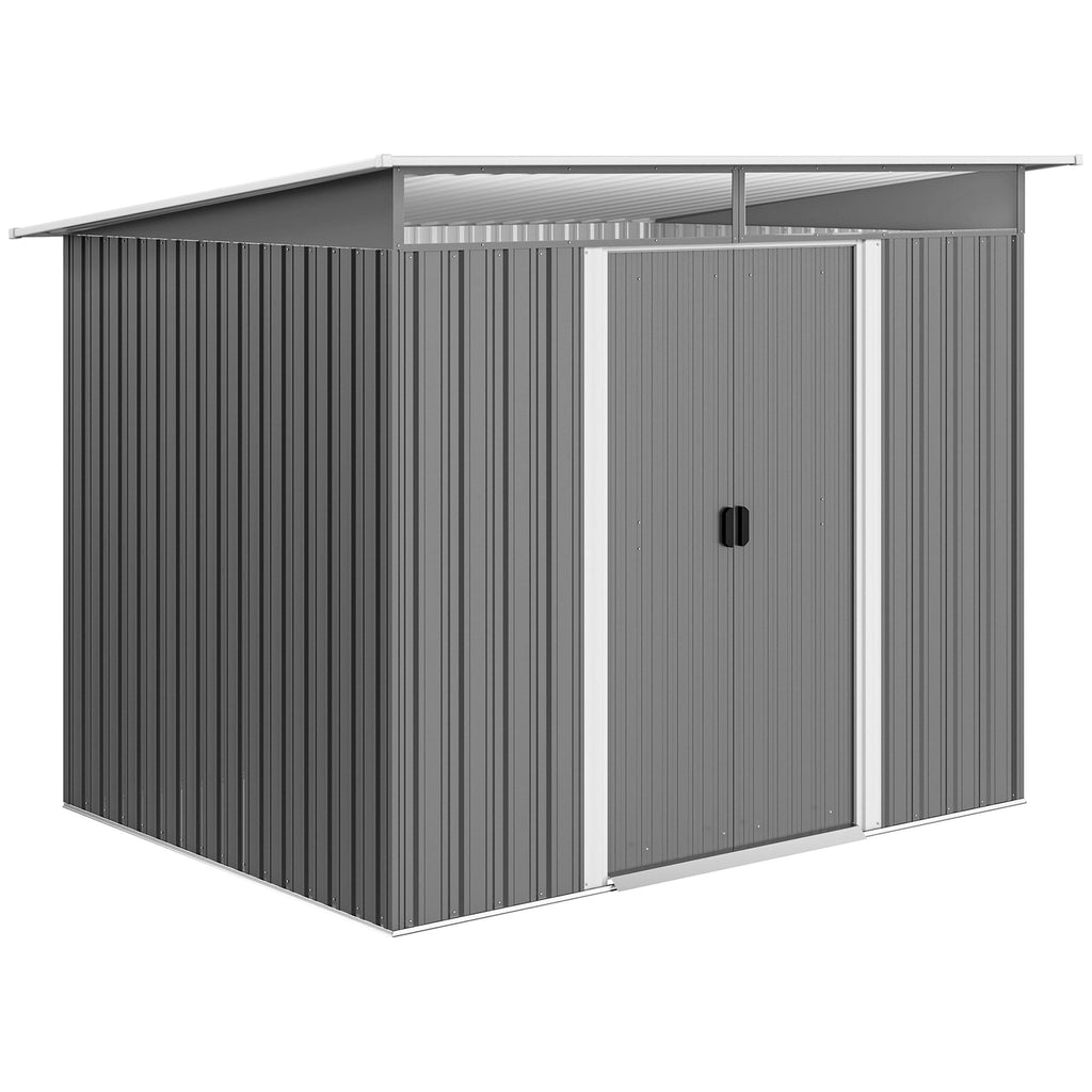 Garden Metal Storage Shed House Hut Gardening Tool Storage w/ Tilted Roof and Ventilation 8.5 x 6ft Outsunny