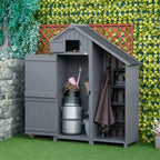 Garden Outdoor Storage Shed Outdoor Tool Shed with 3 Shelves and Tilt Roof, 129x51.5x180cm, Grey Outsunny