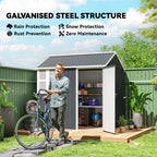7 x 6ft Galvanised Garden Shed, with Latch Outsunny