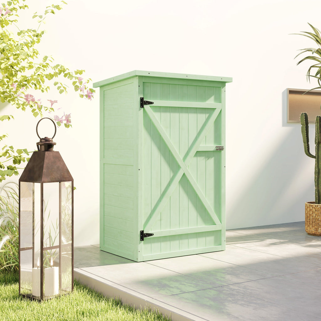 Wooden Small Shed, Garden Storage Shed with Shelves and Bolt Latch, 75L x 56W x115H cm Outsunny