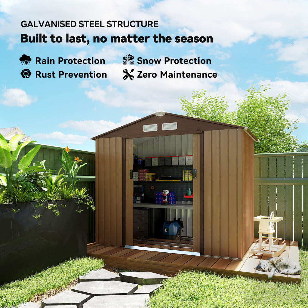 7 x 4ft Lockable Metal Garden Tool Storage Shed, Outdoor Storage Shed with Foundation and vents Outsunny