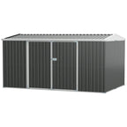 14 x 8ft Outdoor Garden Metal Storage Shed with Lockable Door, Tool Storage Box for Garden, Patio and Lawn, Grey
