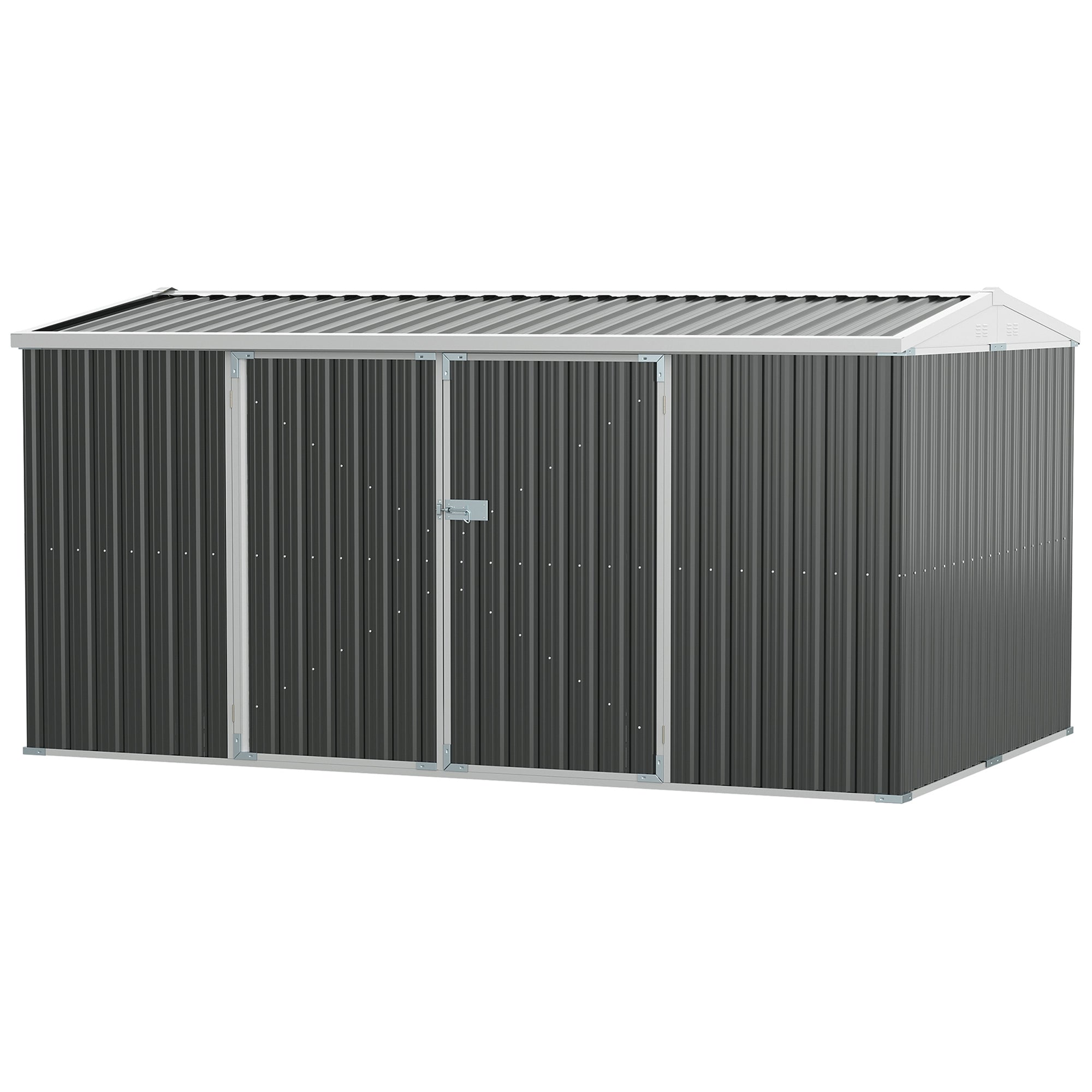 14 x 8ft Outdoor Garden Metal Storage Shed with Lockable Door, Tool Storage Box for Garden, Patio and Lawn, Grey