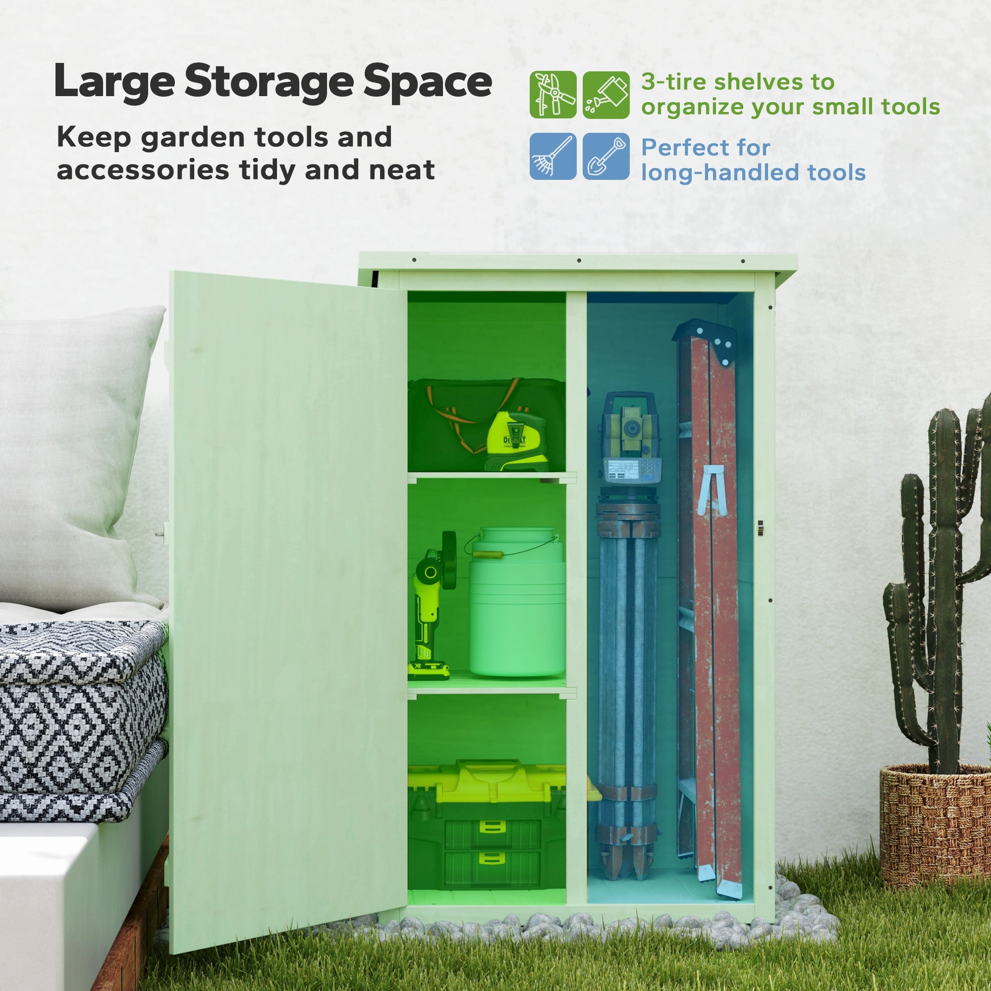 Wooden Small Shed, Garden Storage Shed with Shelves and Bolt Latch, 75L x 56W x115H cm Outsunny