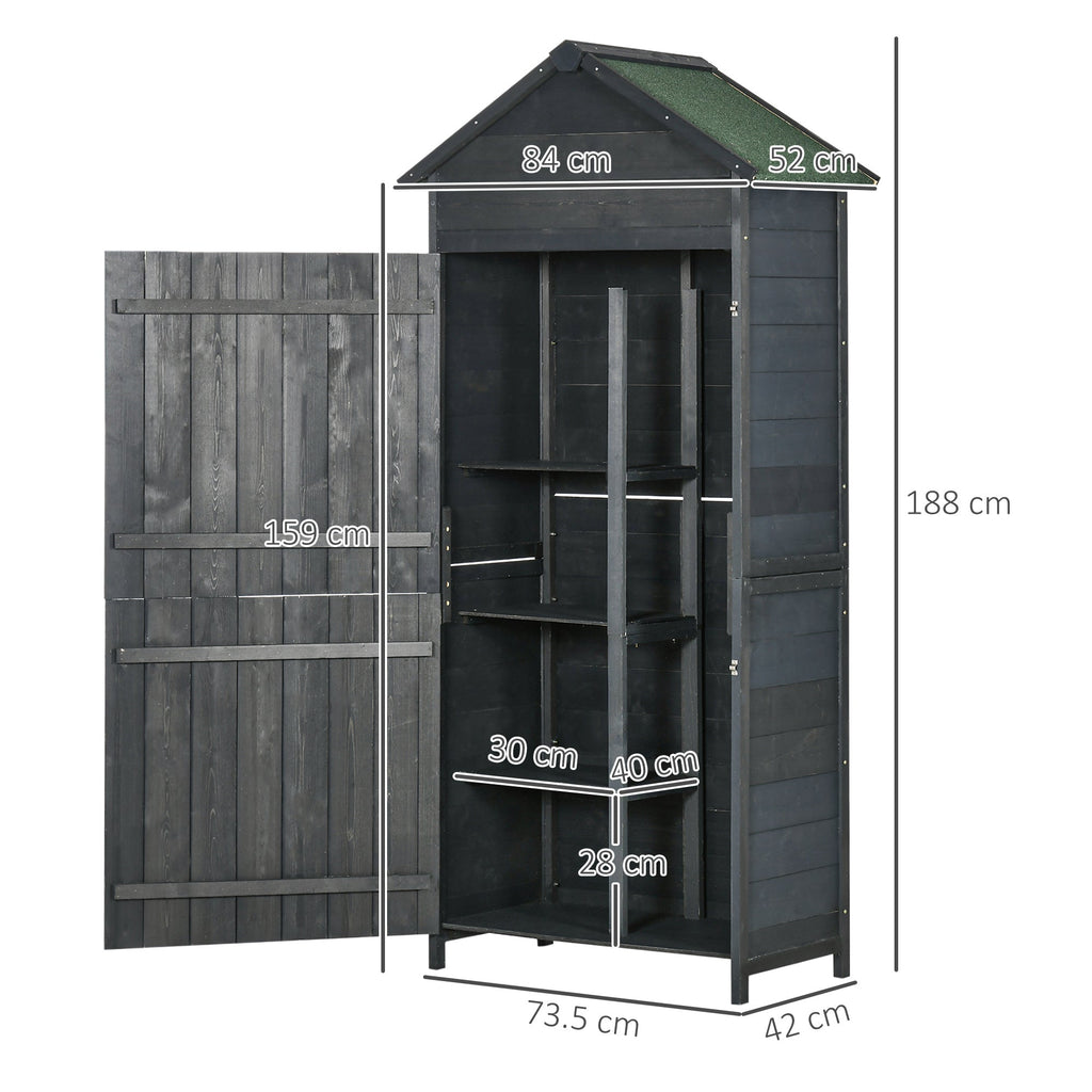 Garden Shed 4-Tier Wooden Garden Outdoor Shed 3 Shelves Utility Gardener Cabinet Lockable 2 Doors Outsunny