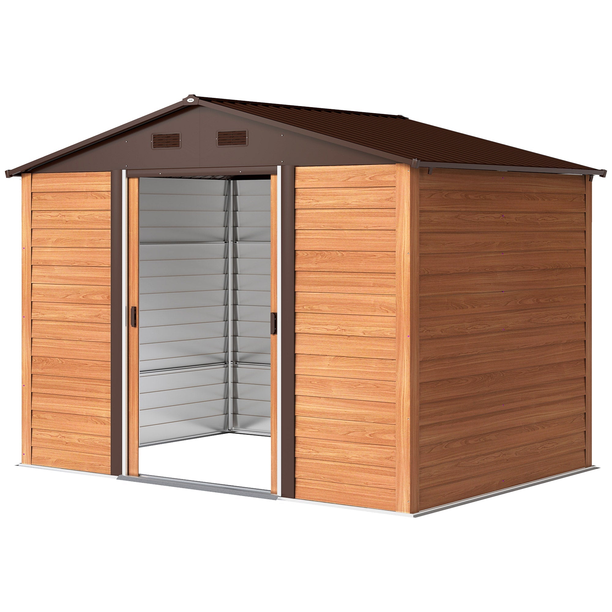 9 x 6ft Galvanised Steel Shed Wood-Effect Outsunny