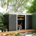 9ft x 4ft Metal Garden Shed, Outdoor Tool House with Foundation Kit, Ventilations and Double Doors Outsunny