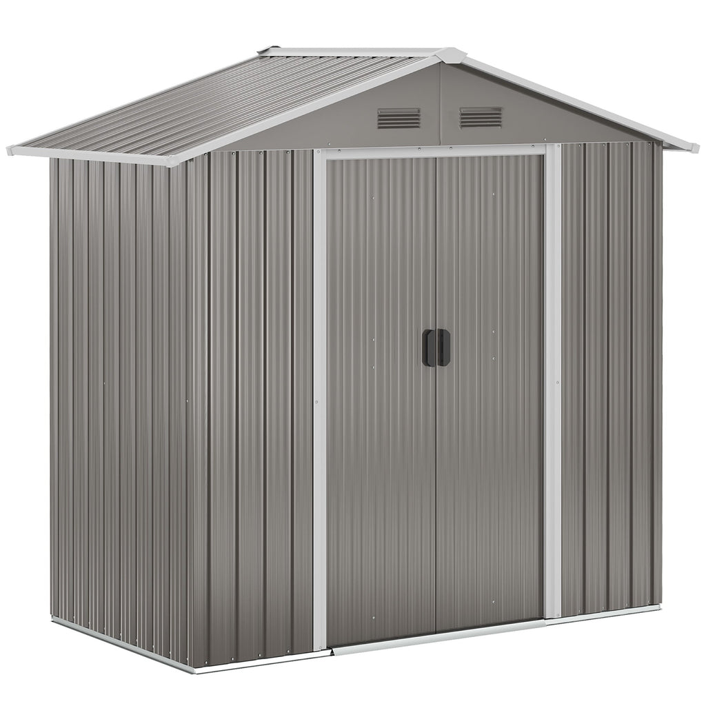 6.5ft x 3.5ft Metal Garden Storage Shed for Outdoor Tool Storage with Double Sliding Doors and 4 Vents Outsunny