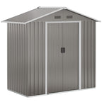 6.5ft x 3.5ft Metal Garden Storage Shed for Outdoor Tool Storage with Double Sliding Doors and 4 Vents Outsunny