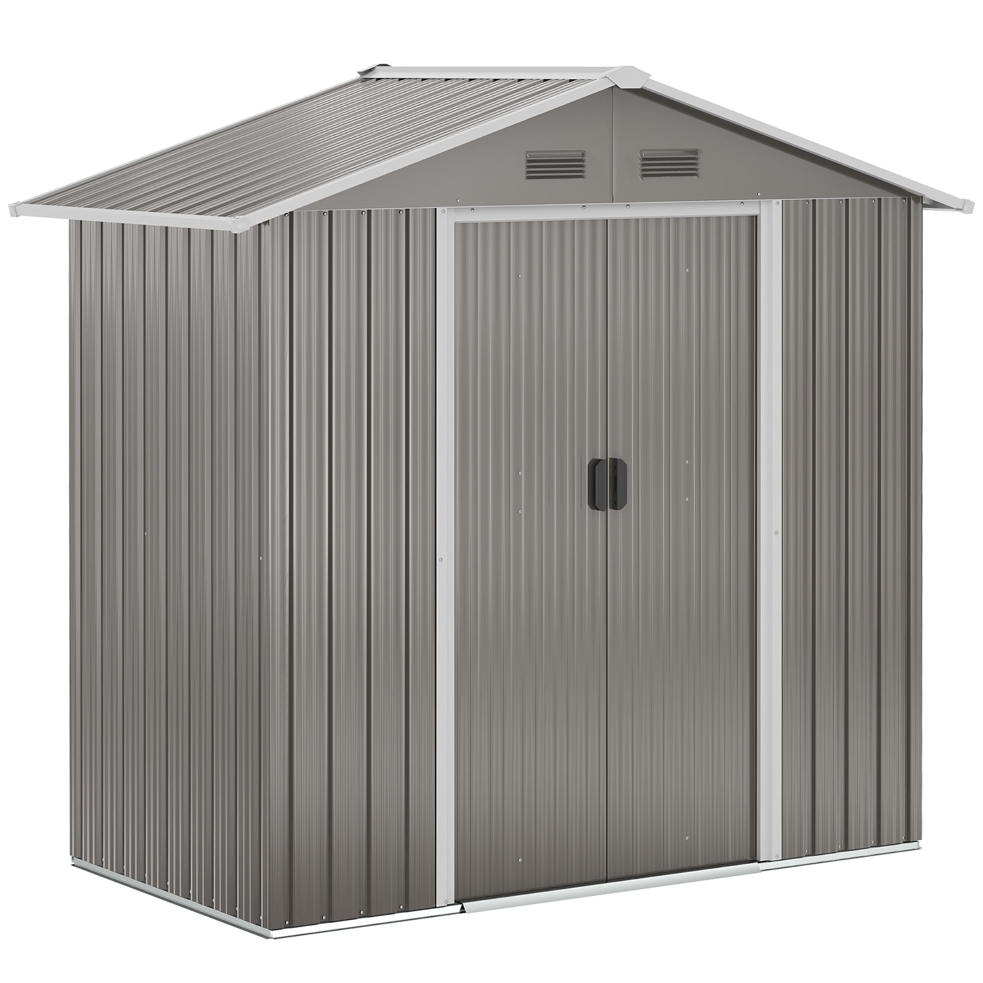 6.5ft x 3.5ft Metal Garden Storage Shed for Outdoor Tool Storage with Double Sliding Doors and 4 Vents Outsunny