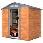 6.5 x 5ft Metal Garden Shed, House Hut Gardening Tool Storage with Ventilations, Sliding Door, Sloped Roof for Garden, Patio Outsunny