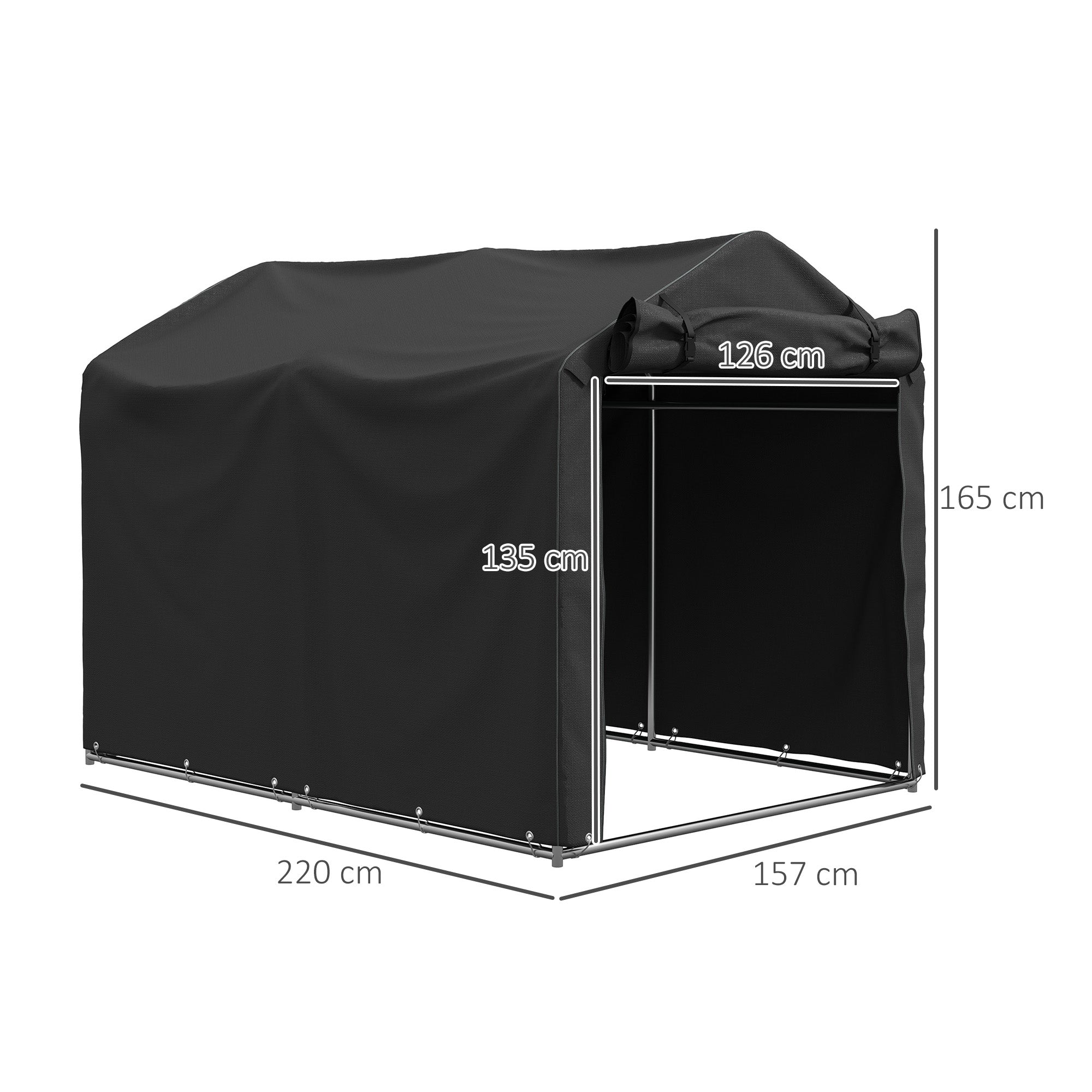 2.2 x 1.6 m Garden Storage Tent, Waterproof Anti-UV Bike Tent with Roll-up Zipper Door, Galvanised Outdoor Storage Shelter Carport for Bike, Motorbike, Garden Tools