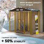 4 x 6ft Galvanised Steel Garden Shed, with Lock and Gloves - Oak Outsunny