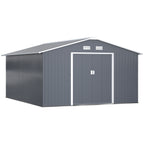 13 x 11ft Metal Garden Shed, Outdoor Storage Tool House with Ventilation Slots, Foundation Kit and Lockable Double Doors