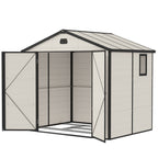 7.9ft x 6.2ft Aluminium Frame and Plastic Wall Shed, with Foundation - Cream White Outsunny